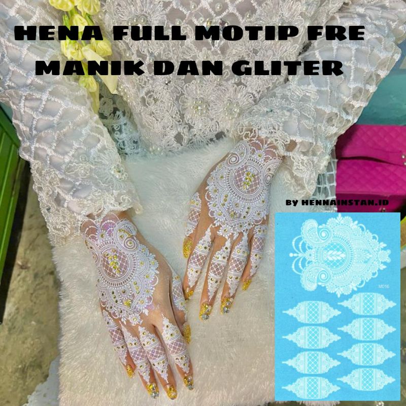 2 PCS HENA INSTAN FULL MOTIP HENA PENGANTIN / FRE MANIK GLITER DAN SAMPLE