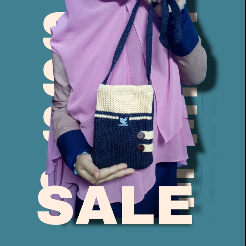 TAS RAJUT PRIA/WANITA MODERN 2RUANG TAS HP,AKSESORIS MUAT BUKU CATATAN KECIL,LUCU UNIK BY ELGHEERA