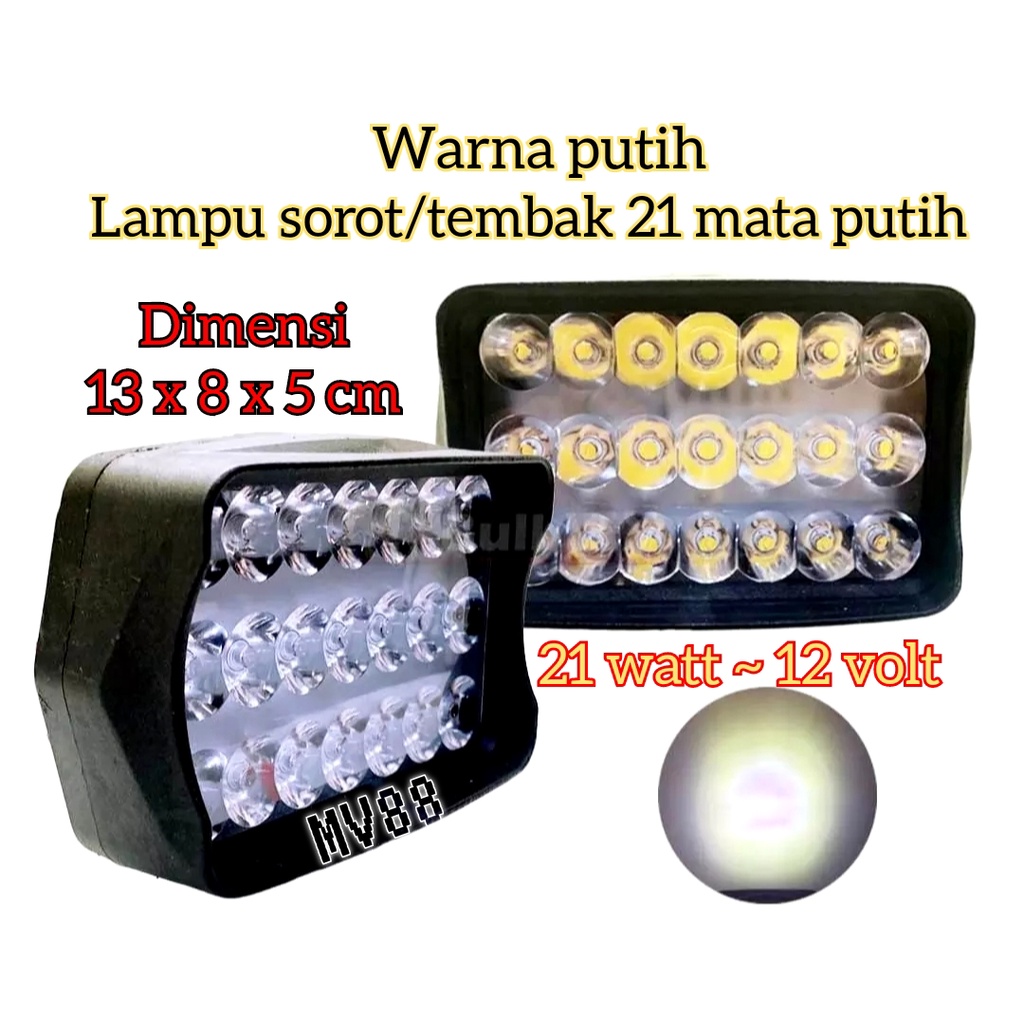 Lampu Sorot LED CWL 21 Mata 12 Volt CREE Super Bright Offroad Cree Light Bar Work Light Motor Mobil 
