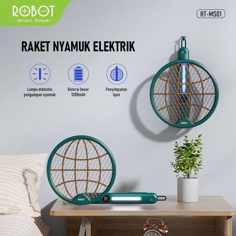 Raket Nyamuk ROBOT RT-MS01 Folding Electric Mosquito Garansi Resmi 1 Tahun