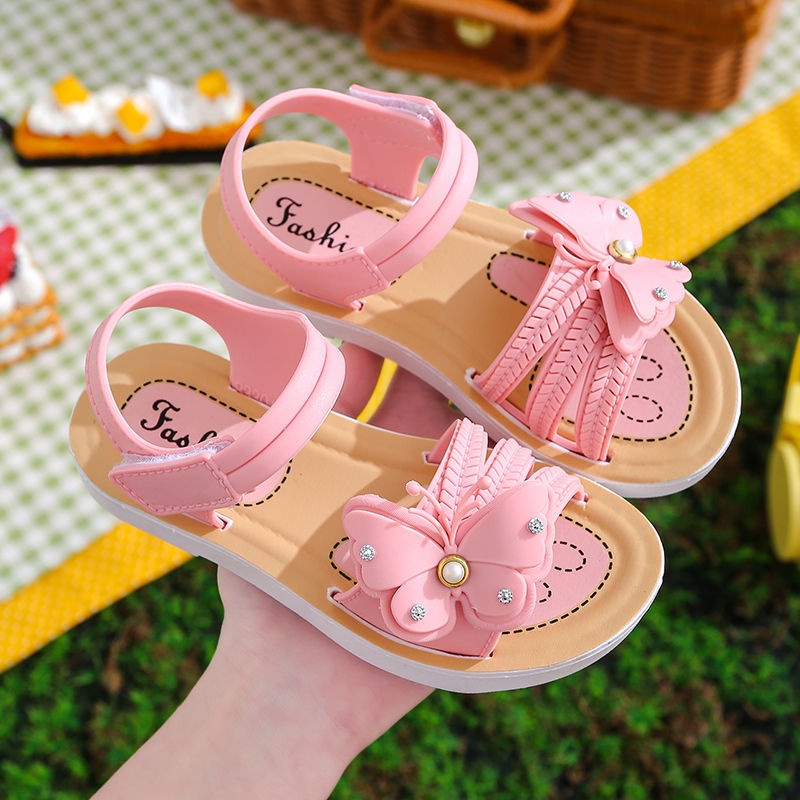Okaybaby B235 Sandal Flat Kupu Kupu Anak Perempuan Lucu Lembut Import Termurah Kekinian Sendal Casual