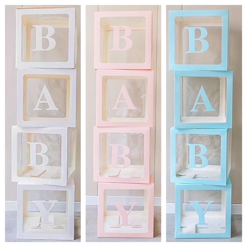 

BOX TRANSPARANT DECORATION BABY SHOWER, LOVE , BOY, GIRL