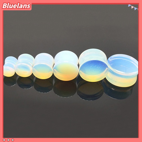 1pc Pelebar Tindikan Telinga Model Pelana Flare Ganda Opalite Ukuran 5-18mm