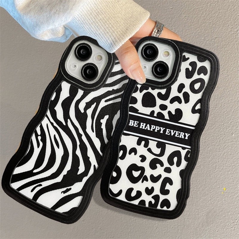 Casing Soft Case Silikon Motif Zebra / Leopard Untuk iPhone 14 13 12 11 Pro Max X Xr Xs Max 8 7 6 6s Plus