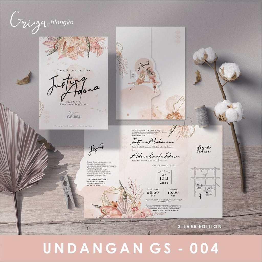 UNDANGAN GS-004 | SILVER EDITION | Undangan Pernikahan Murah | Blangko Undangan | Griya Blangko | Un