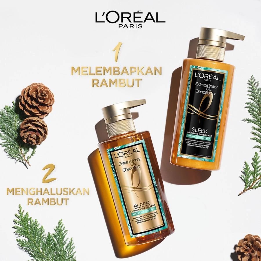 ★ BB ★ L'Oreal Paris Extraordinary Oil Premium Shampoo &amp; Conditioner 440ml -Shine - Sleek Smooth | Perawatan Rambut Loreal