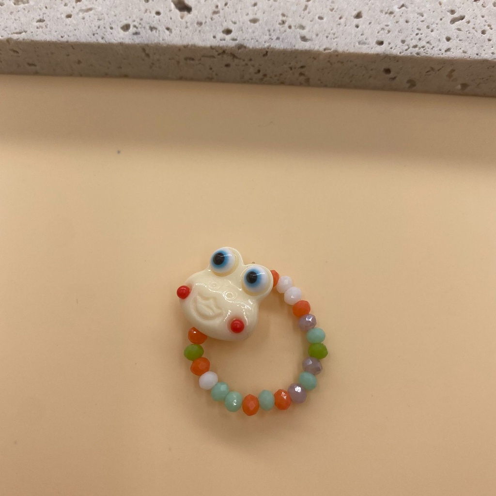 Cincin Elastis Handmade Desain Kartun Kodok Kecil Untuk Wanita