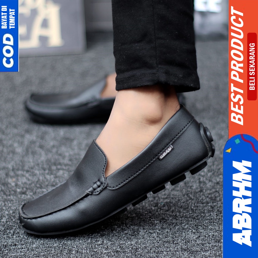 Sepatu Formal Pantofel Kerja Kantor Hitam Polos Pria Original Abrhm Vanezia