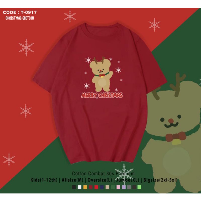 KAOS NATAL BERUANG/KAOS BERUANG SANTA NATAL/KAOS KATUN NATAL