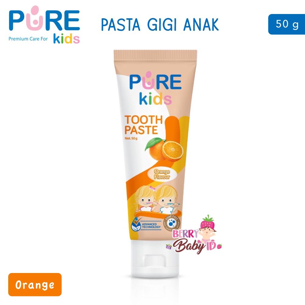 PureBB Baby Kids Toothpaste Pasta Gigi Bayi Anak 50 g Banana Strawberry Orange Pure Baby Pure BB Berry Mart
