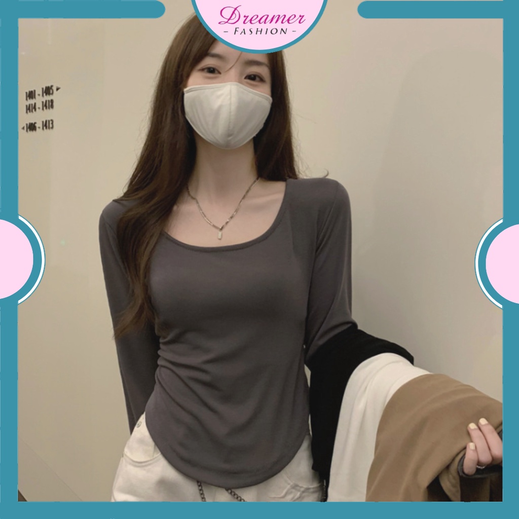 DF BJ256 Baju Wanita Fasion Lengan Panjang Kaos Polos Wanita Korea Spandek long Sleeve