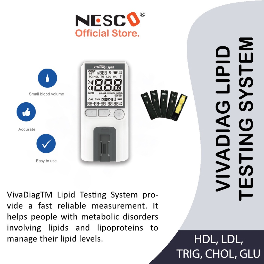 VIVADIAG LIPID Testing System (HDL,LDL,TRIG,CHOL,GLU)