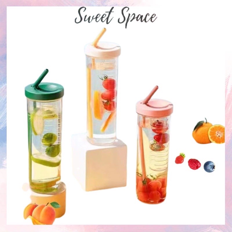 Botol Minum Infuse Water Straw Bottle 700ml / Botol Infuse Sedotan