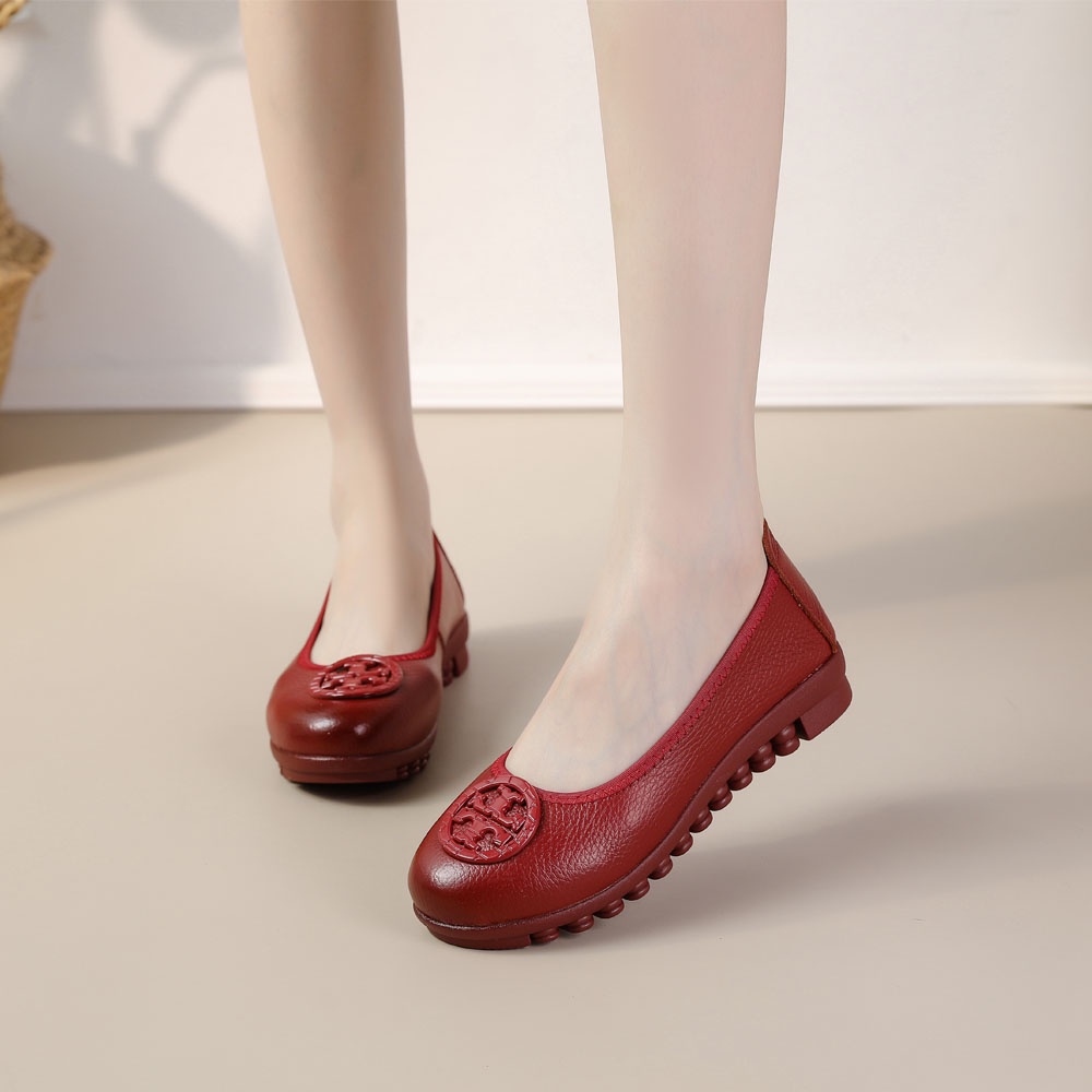 Sepatu Tory Burch kayu telapak radial kulit tory flat balerina