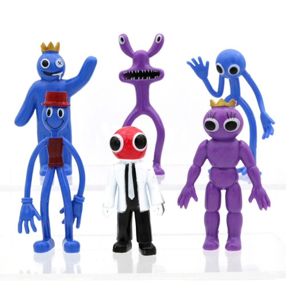 LANFY Roblox Action Figure Miniatur Untuk Anak Hadiah PVC Dekorasi Interior Mobil Biru Slobber Ornamen Ro-blox Rainbow Friends Game Karakter Thriller Game Model Figuals