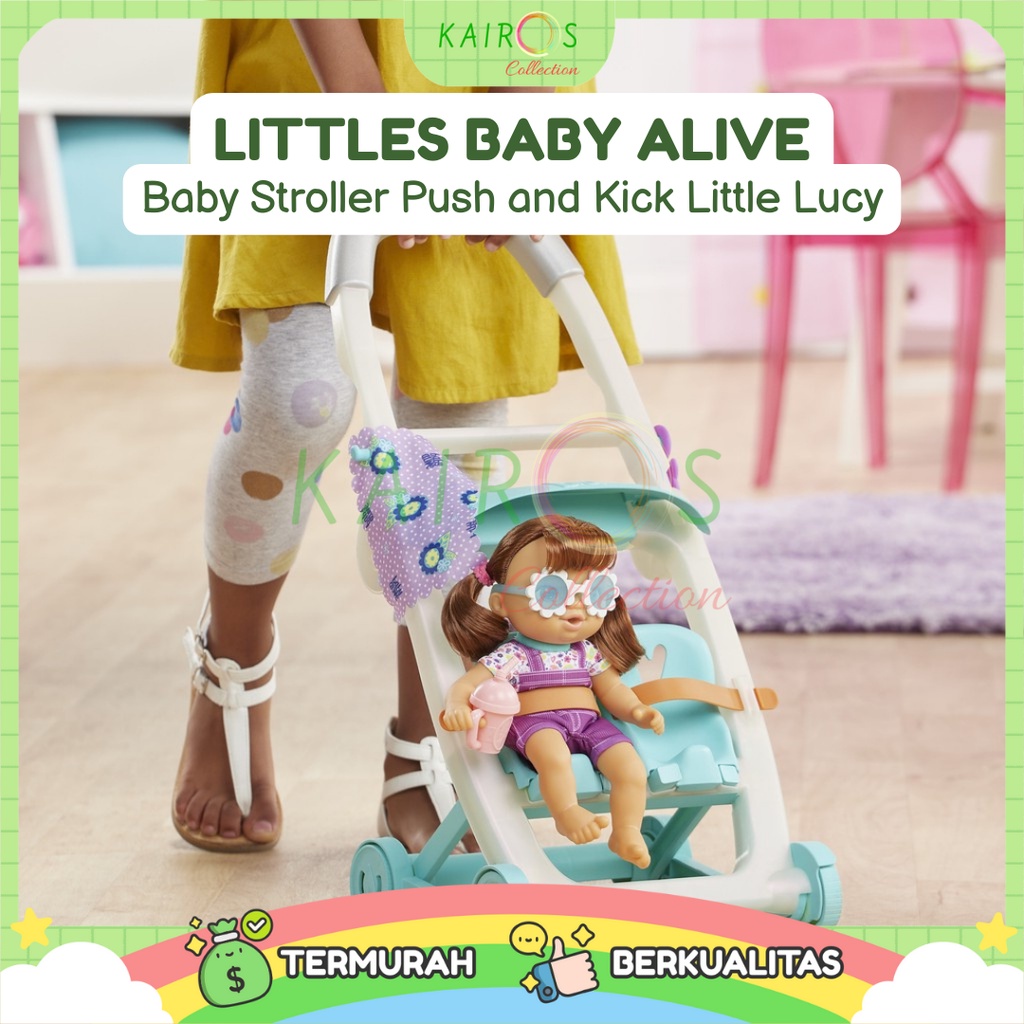 Baby Alive Littles Push &amp; Kick Stroller Little Lucy Brown Hair