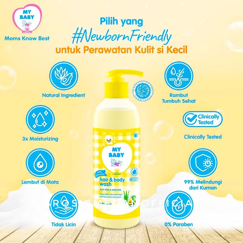 MY BABY HAIR AND BODY WASH 100 DAN 200 ML - SABUN SEKALIGUS SHAMPOO UNTUK BAYI - LEMBUT, TIDAK MENGIRITASI KULIT DAN MATA