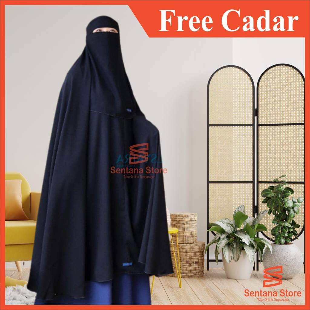Khimar Jumbo XXXL Exclusive Set Khimar Syari Haramain Niqab Bandana Non Pet Luxury Wolfis