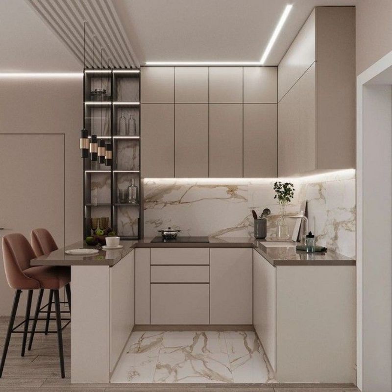 Interior rumah,background TV, kitchen set minimalis cantik