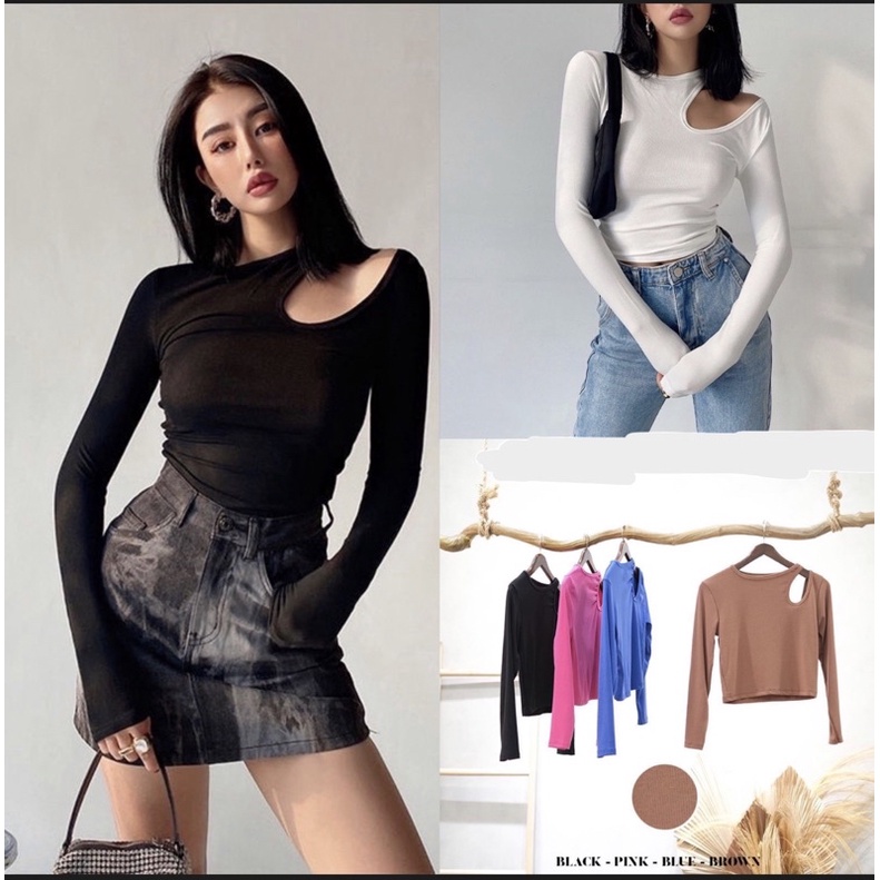 Lisa knit 2 | atasan crop knit lengan panjang | top fashion rib lengan panjang wanita | croptop fashion korean wanita | aquarius boutiqu89