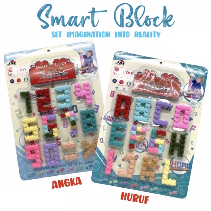 SMART BLOCK Mainan Edukasi Puzzle Angka Dan Huruf Mainan Lego Block 3D Mainan Edukatif Anak  - JM-P80P