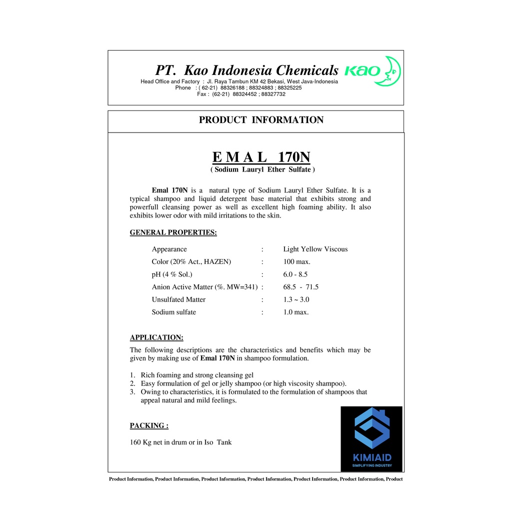 Texapon 1Kg - Texapone - Emal 230N KAO - Bahan Sabun - SLES  - Texapon KAO - Texapon BASF - Surfactant