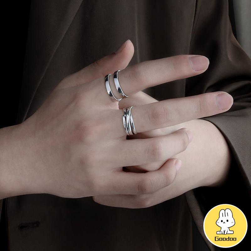 3pcs Cincin Jari Telunjuk Model Terbuka Dapat Disesuaikan Tidak Pudar Untuk Unisex -Doo