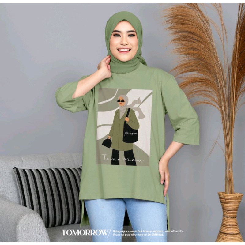 kaos sage green tunik
