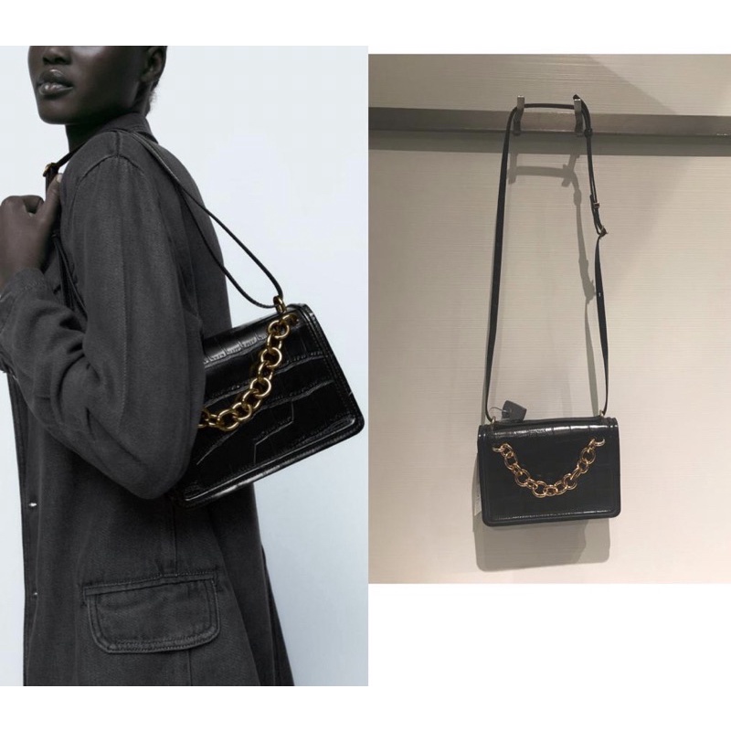 ZARA TAS WANITA CROCO DENGAN RANTAI