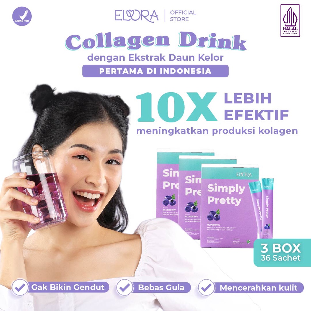 Jual Elora Collagen Beauty Drink Minuman Kolagen isi 3 Box (36 Sachet