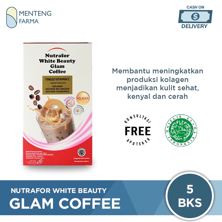 Nutrafor White Beauty Glam Coffee - Minuman Serbuk Rasa Kopi Dengan Kolagen