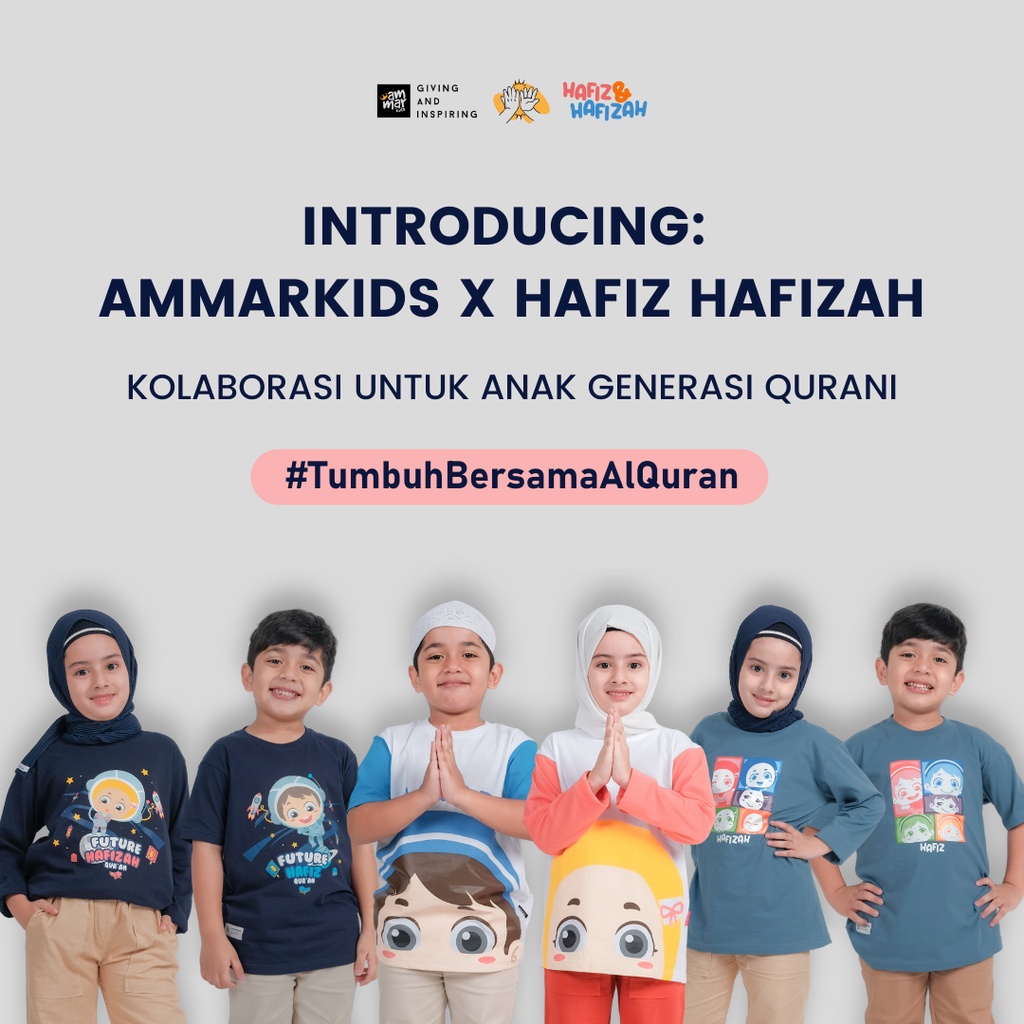 Pakaian Baju Atasan Kaos Anak Laki-laki Ammarkids X Hafiz Hafizah Islami Murah Asli Original