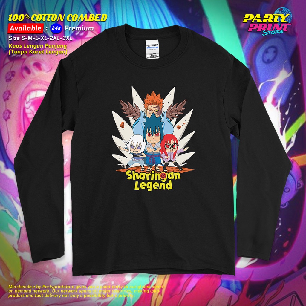 Partyprintstore Kaos Lengan Panjang Pria Anime Kartun Naruto Sharingan Legend