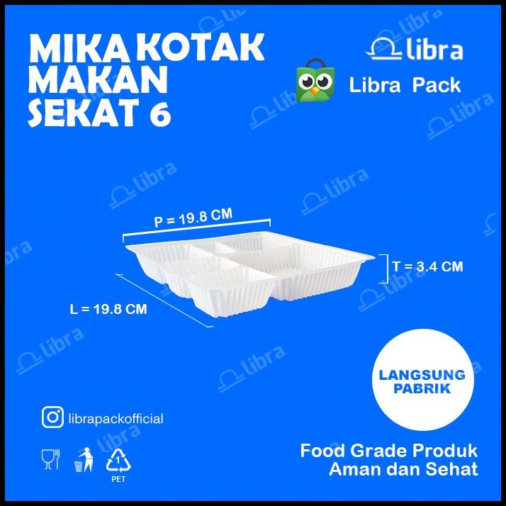Mika Bento Sekat 6 Putih (1000 Pcs) Kotak Makan/Tray Bento/Lunch Box