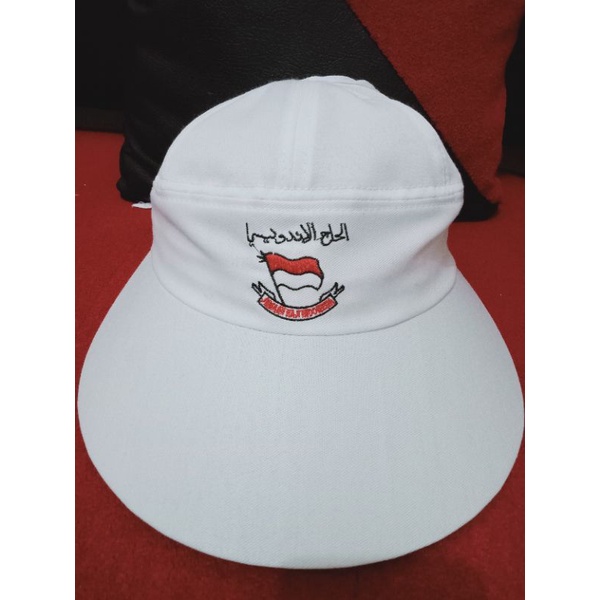 Topi Caddy topi haji umroh wanita/pria bordir bendera indonesia