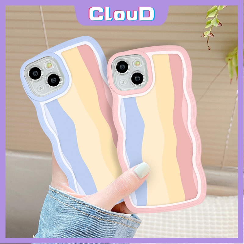 Casing Softcase Tpu iPhone 7 8 11 XR X XS Max 14 6s 6 7 8 Plus 13 11 12 14 Pro Max Aksen Pinggiran Bergelombang