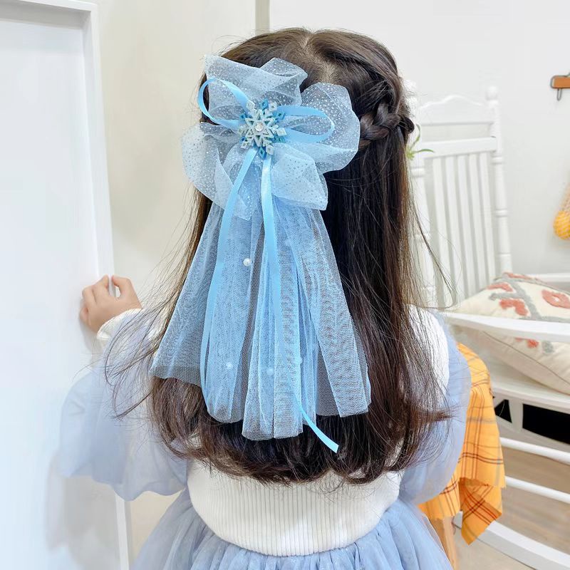 (Hello Girl)F164 Jepit Rambut anak Gaya Korea Jepitan Rambut Motif Pita Snow Import