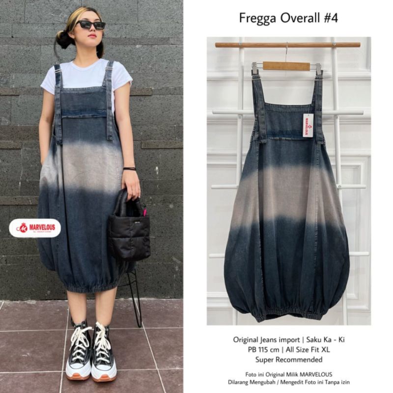 FREGGA OVERALL #4 / OVERALL JEANS WANITA MUSLIMAH / Kekinian gradasi BY MARVELOUS