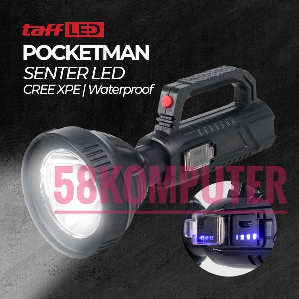 TaffLED Pocketman Senter LED Waterproof USB Recharge Cree XPE