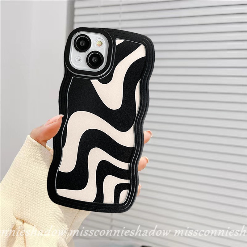 Shockproof Wavy Edge Casing Redmi 9 10 9A A1 A1+  9T 10A 9C NFC 11T Redmi Note8 10 11 11Pro+ Note9 Pro Note 10s 11s 10 Pro Max Plus Art Zebra Pattern Irregular Stripe Soft TPU Case