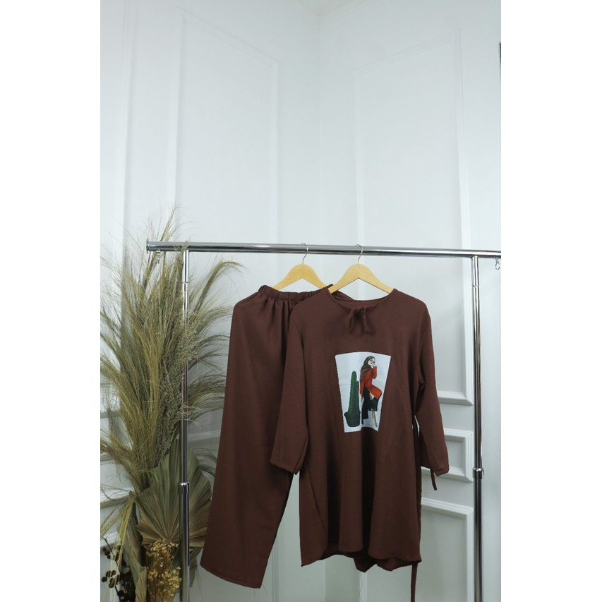 KAKTUS SET BAHAN CRINKLE APLIKASI SABLON UKURAN M L XL XXL SETELAN WANITA TERBARU 2022 SETELAN VIRAL JUMBO SET WANITA MODEL SIMPLE DAN ELEGAN