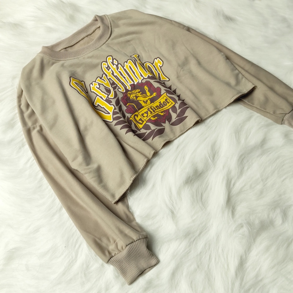 Sweater Crop Wanita School Of Wizardry - Baju Wanita - Bahan Fleece
