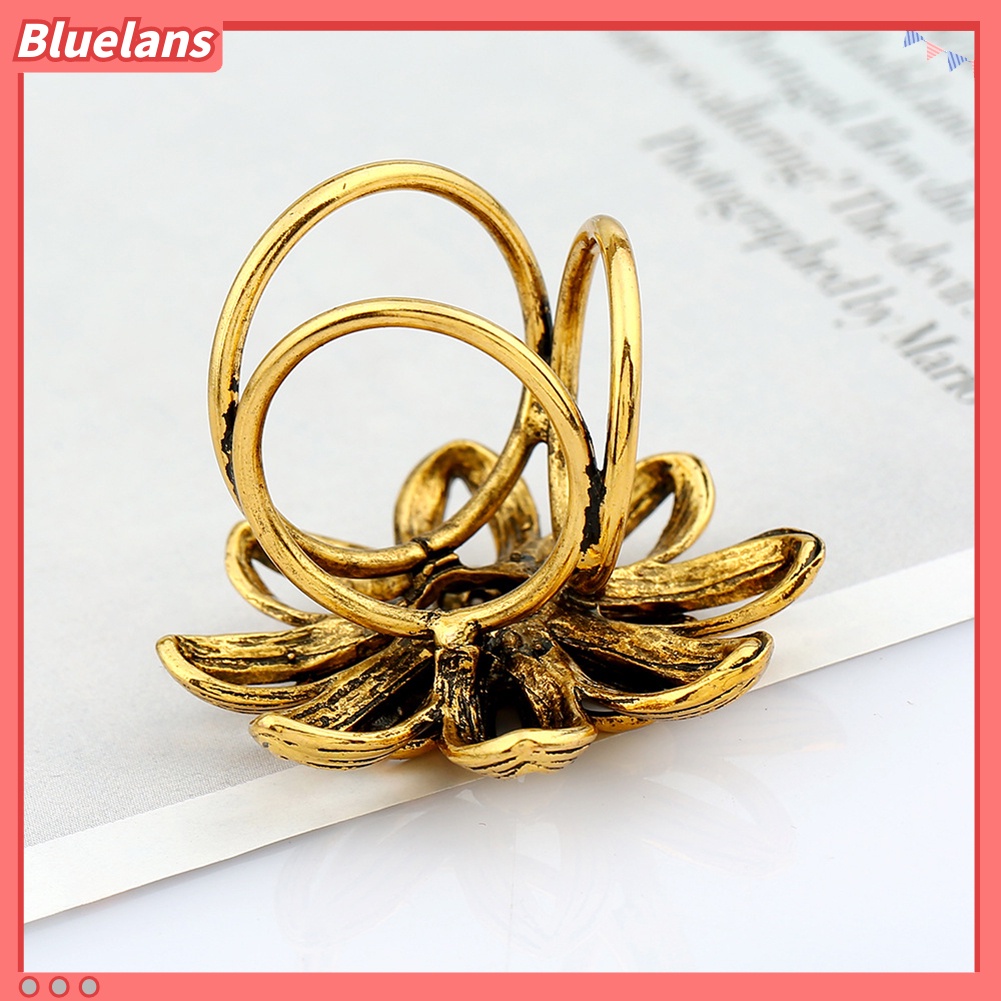Bluelans Vintage Women Flower Shawl 3 Rings Buckle Scarf Clip Brooch Pin Jewelry Gift