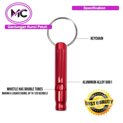 Gantungan Kunci Peluit Aluminium Emergency Survival Outdoor Sound Kit Whistle Keychain Pluit Gantung