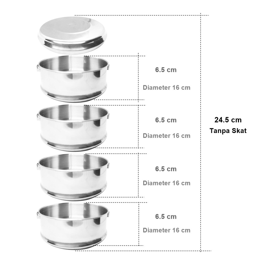 FM - Rantang stainless steel 16 cm susun 4