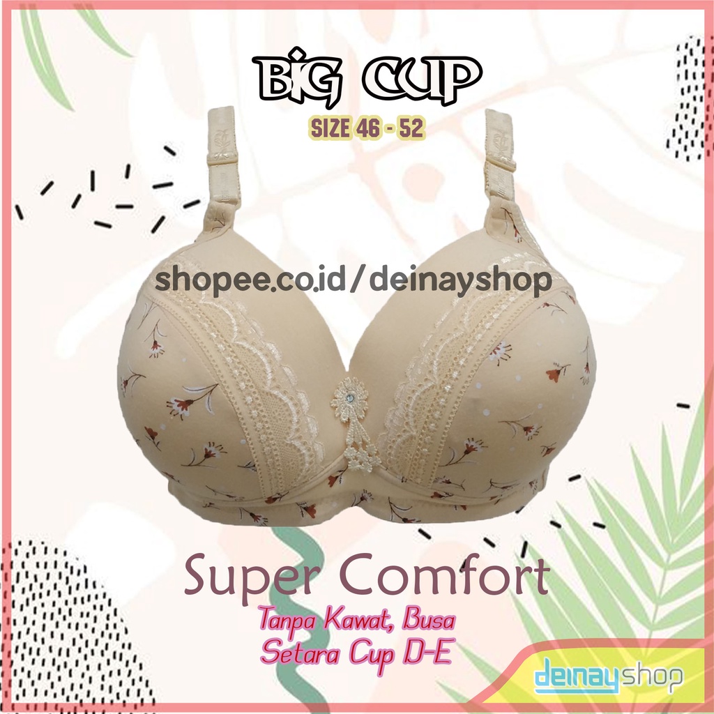 BH Bra Jumbo Busa Tipis Tanpa Kawat Size 46 - 52 Big Cup Big Size