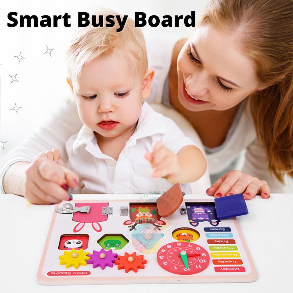 Jual Wooden Montessori Busy Board For Toddlers, Sensory Learning ...