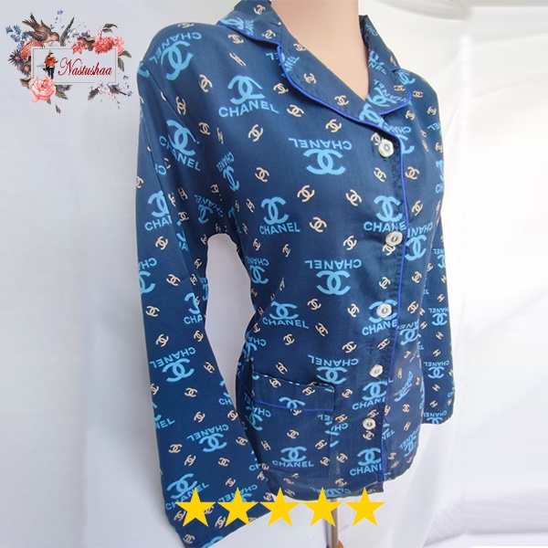 Stelan Baju Tidur Dewasa / Piyama / Pajamas / NIGHT GOWN / Babydoll / Piyama Set Motif Branded Bahan Katun Jepang Lengan Panjang Busui Friendly All Size