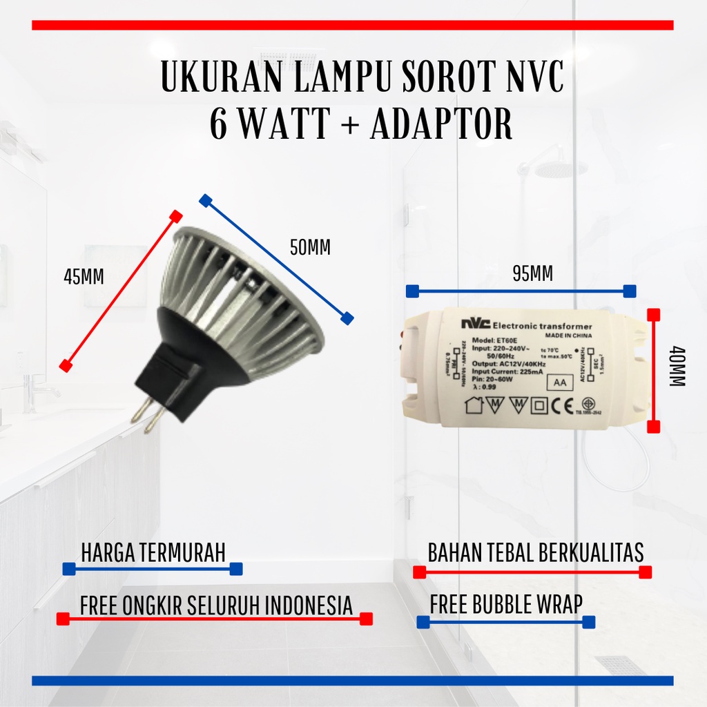 Lampu Sorot Taman Outdoor / Lampu LED Indoor 6 Watt + Adaptor