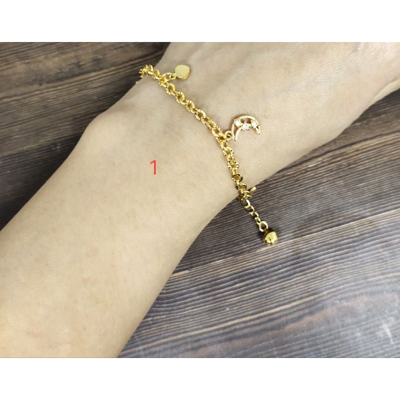 Fifi Fashion Gelang Fashion Nori Ukir CantiQ Model Perhiasan Lapis Emas 18K